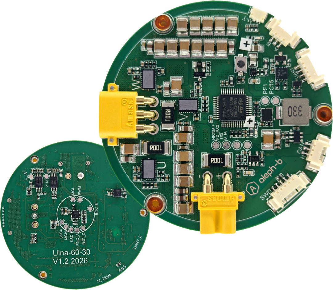 ulna-60-25 GaN motor drive, component side and encoder side